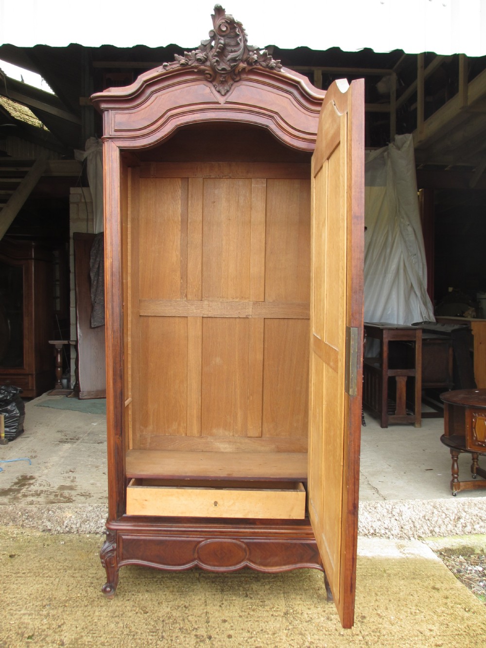 Superb 19th Century French Carved Rosewood Mirror Door Armoire Wardrobe  View II