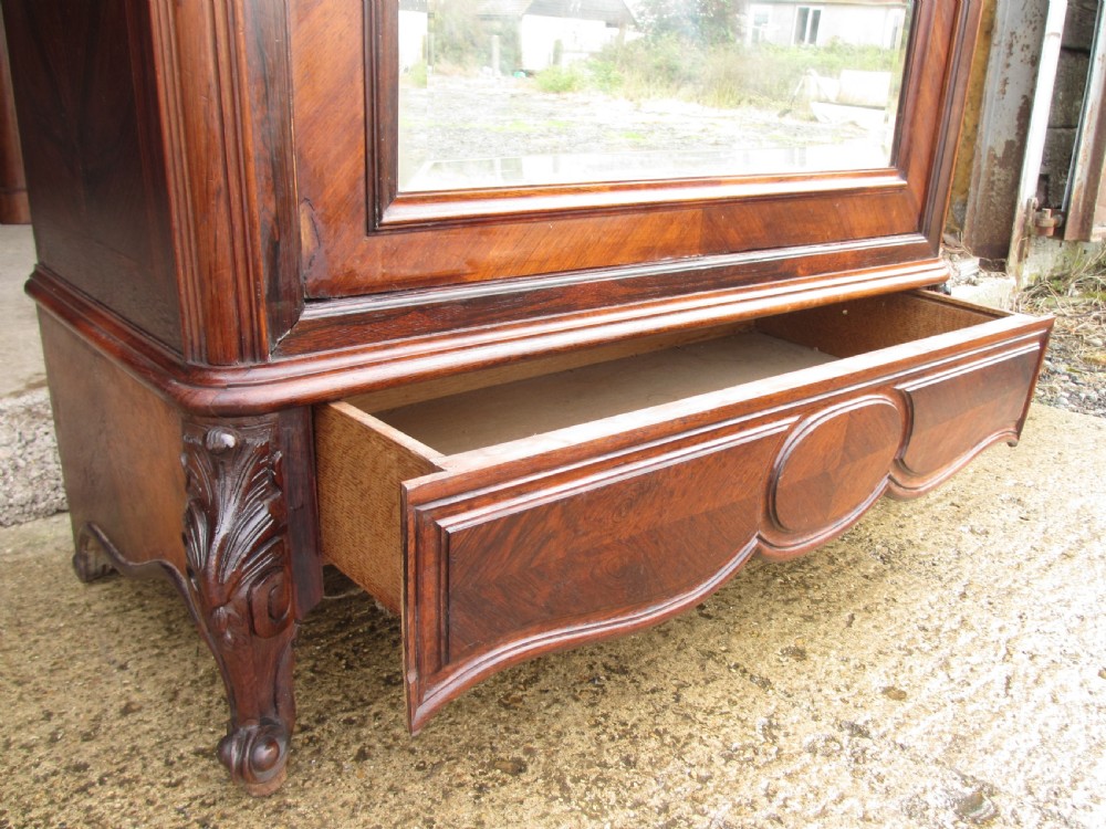 Superb 19th Century French Carved Rosewood Mirror Door Armoire Wardrobe  View VIII