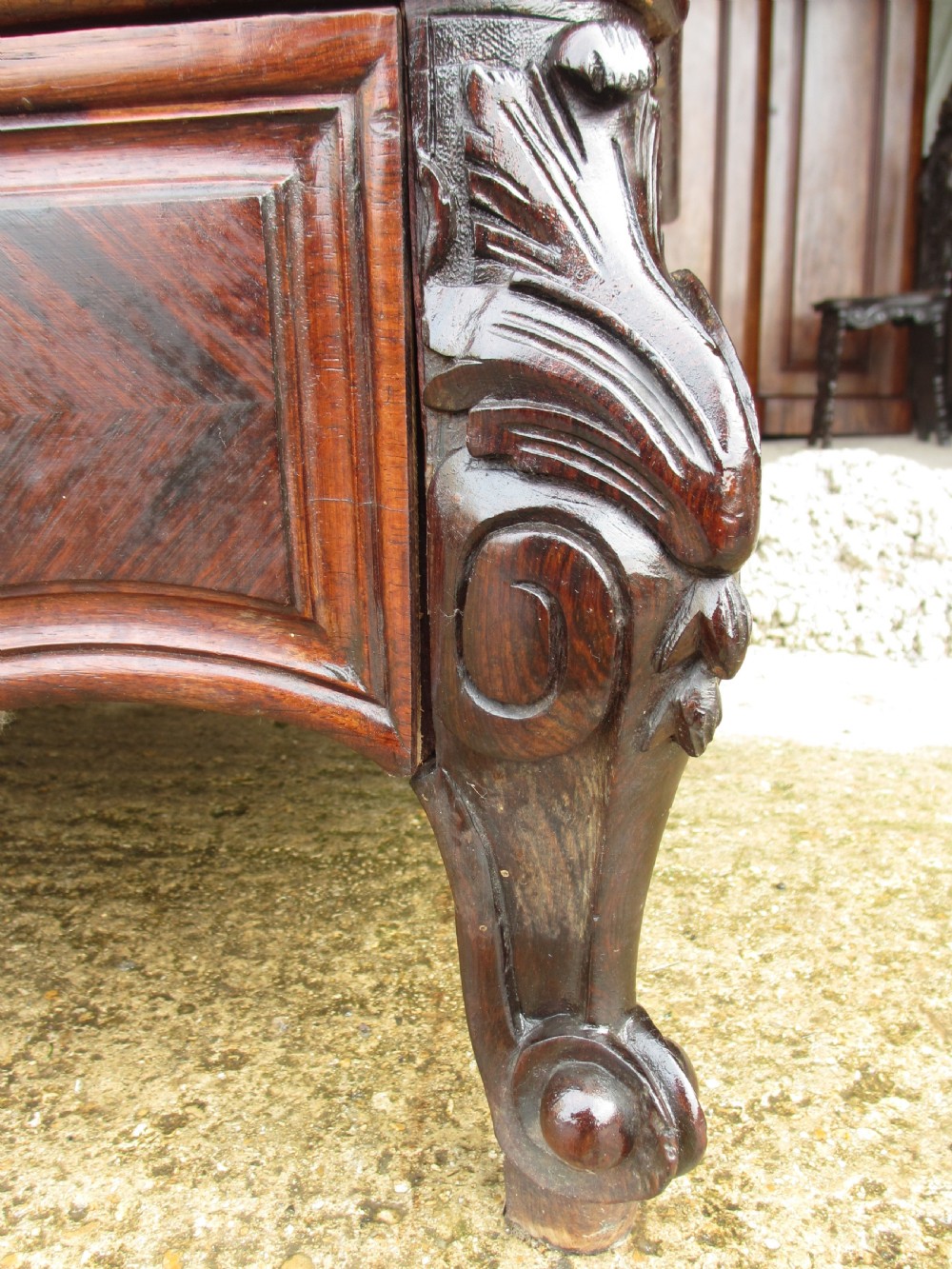 Superb 19th Century French Carved Rosewood Mirror Door Armoire Wardrobe  View X