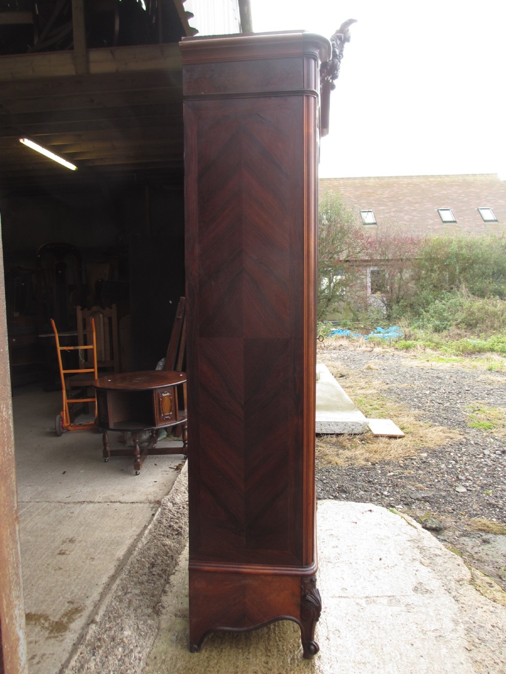 Superb 19th Century French Carved Rosewood Mirror Door Armoire Wardrobe  View XI