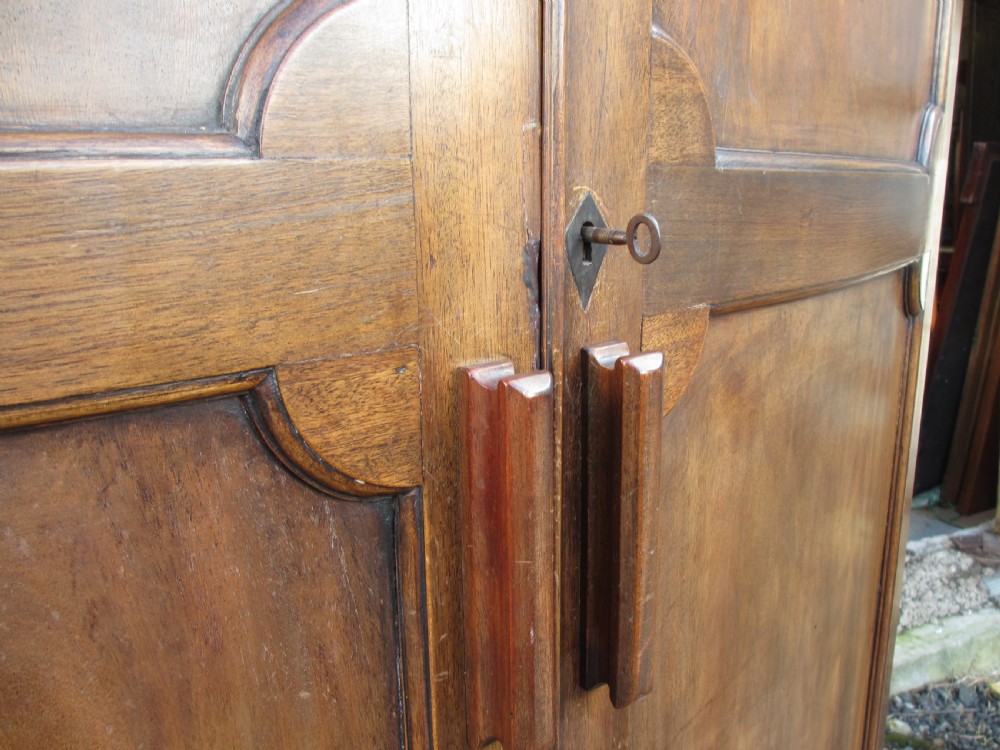 Edwardian Mahogany Bow Panel Front Double Door wardrobe View V