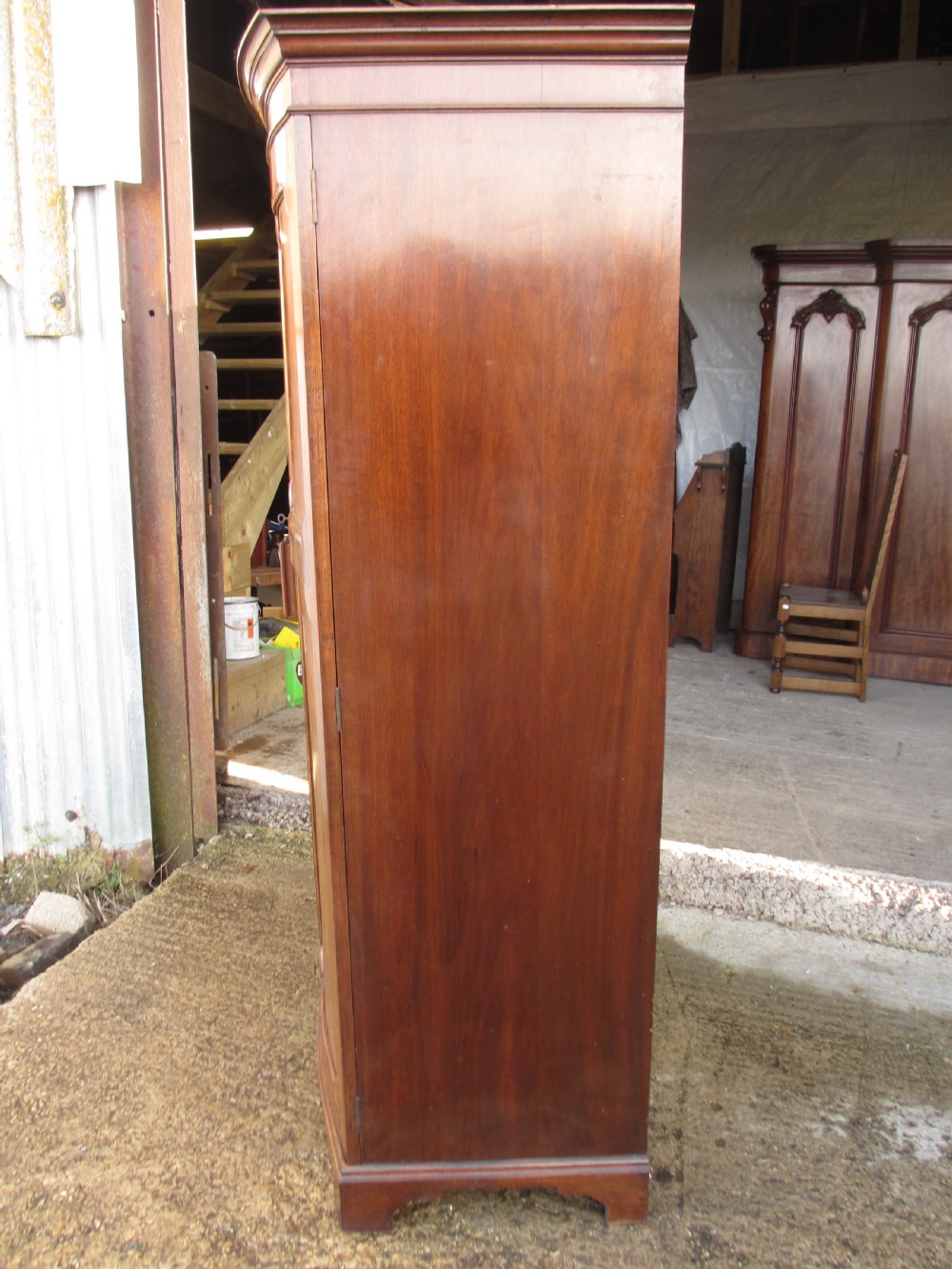 Edwardian Mahogany Bow Panel Front Double Door wardrobe View XII