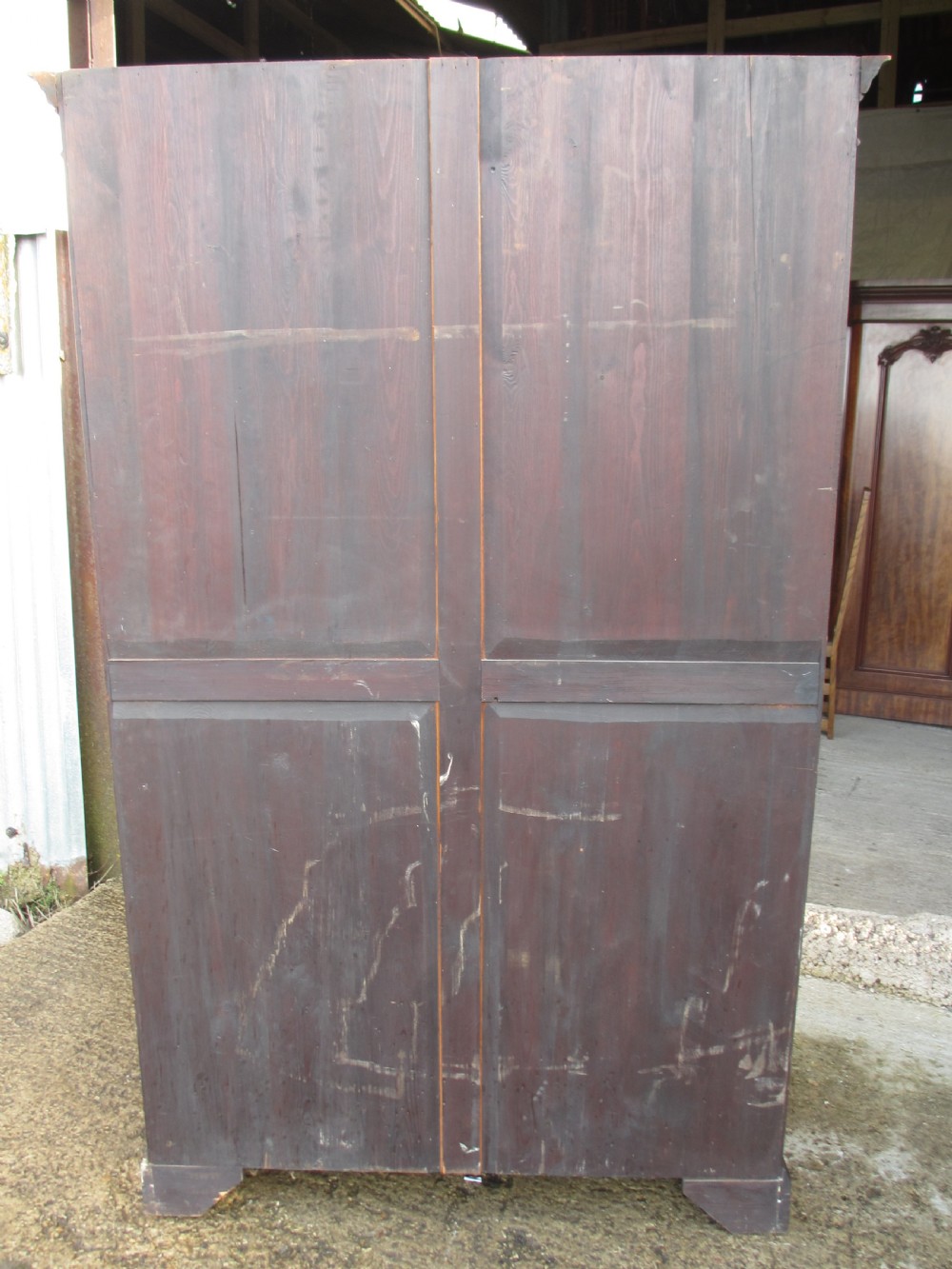 Edwardian Mahogany Bow Panel Front Double Door wardrobe View XIII
