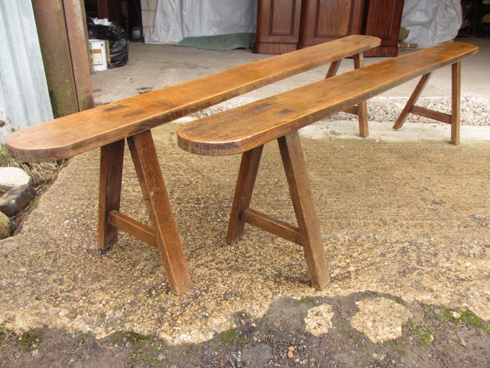 Pair of 19th-century refectory Oak Benches