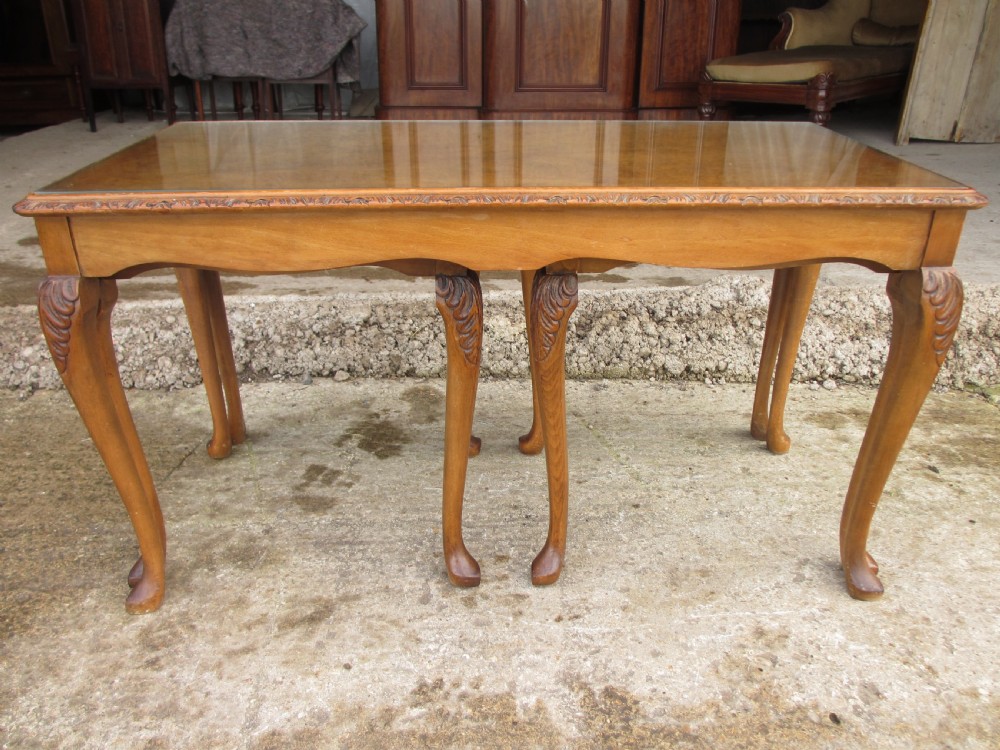 burr walnut topped Nest of three  tables 