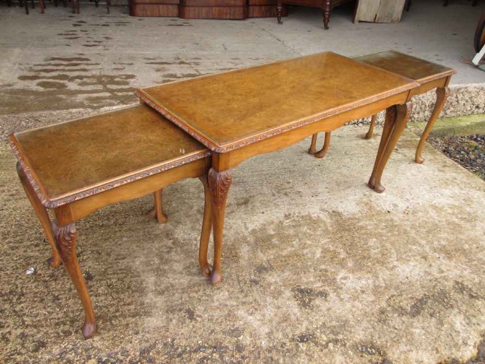 burr walnut topped Nest of three  tables  View IX
