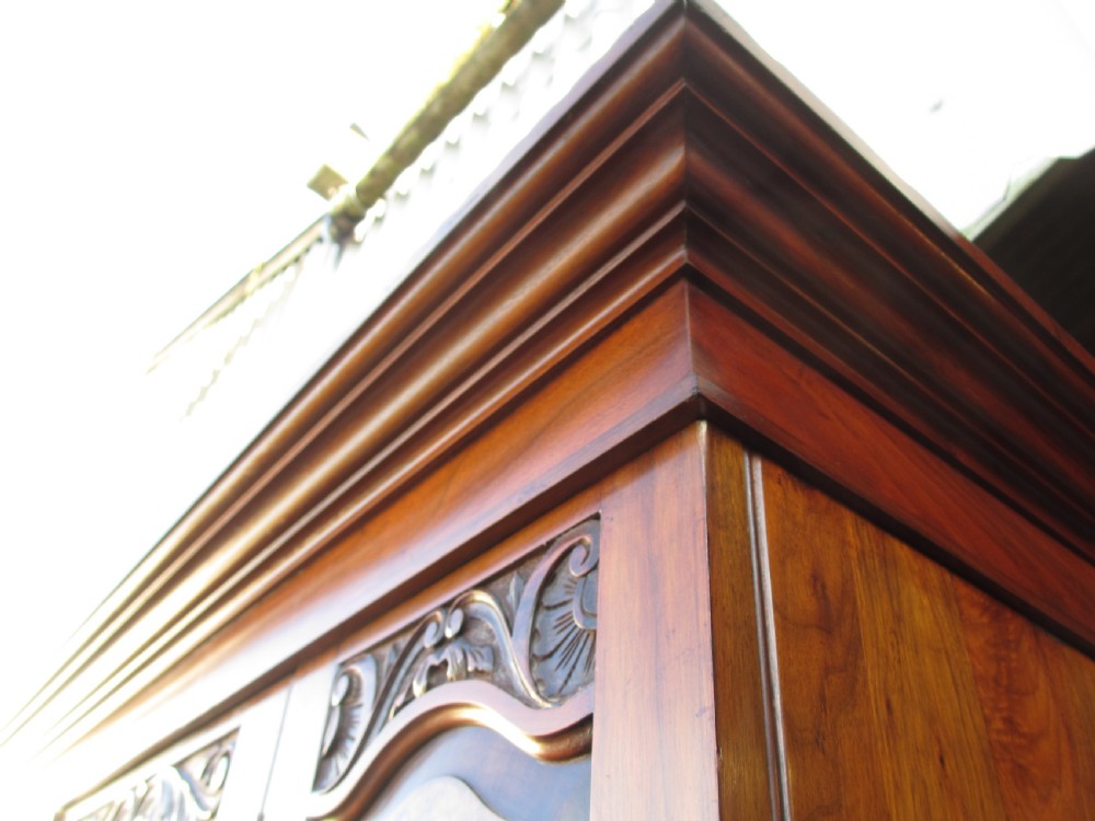 victorian art nouveau burr walnut mirror door wardrobe View XII
