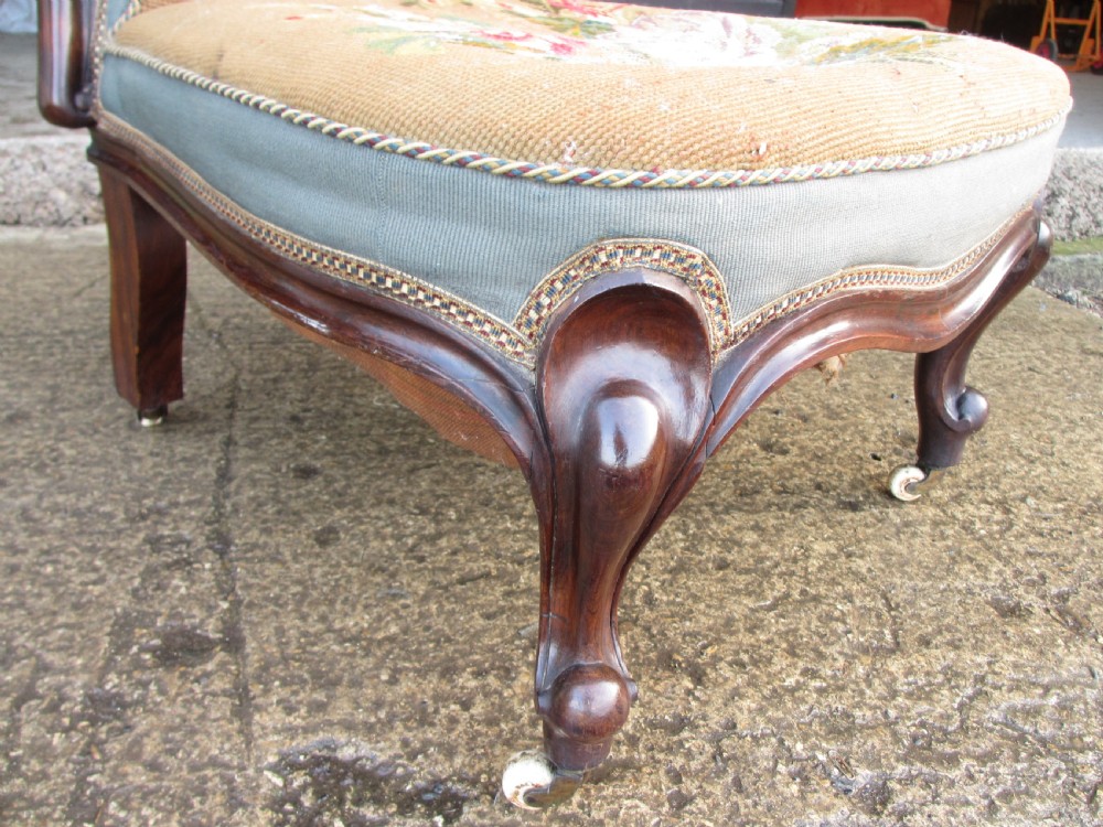 victorian mahogany and needlework upholstered nursing chair View VI