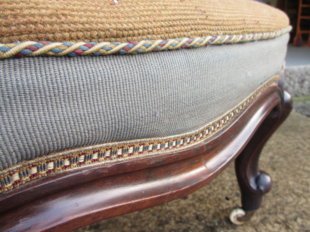 victorian mahogany and needlework upholstered nursing chair View VIII