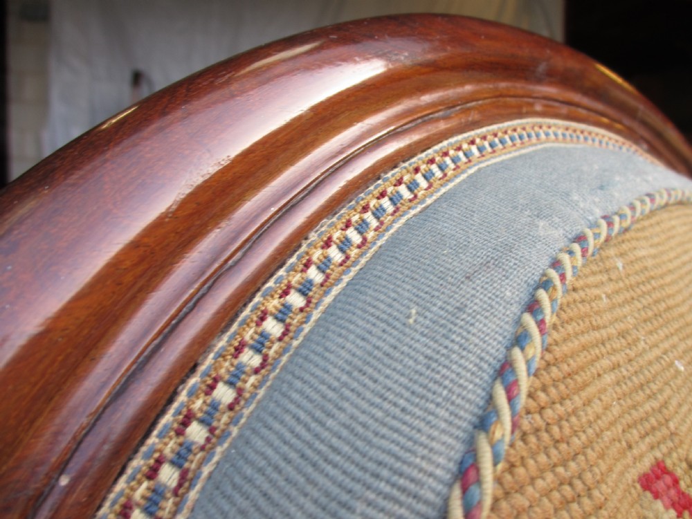 victorian mahogany and needlework upholstered nursing chair View X