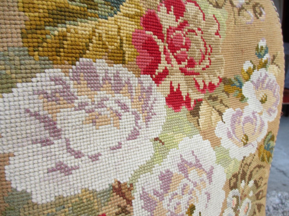 victorian mahogany and needlework upholstered nursing chair View XI