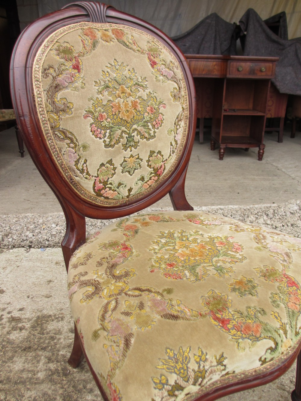 set of 4 victorian mahogany balloon back and upholstered dining chairs View V