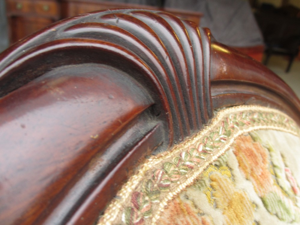 set of 4 victorian mahogany balloon back and upholstered dining chairs View X