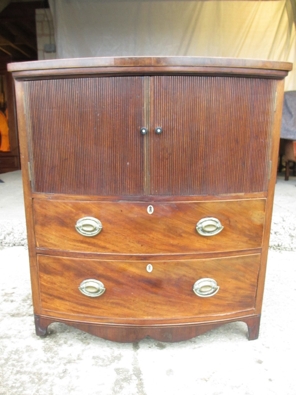 victorian mahogany bow front chest pot cupboard