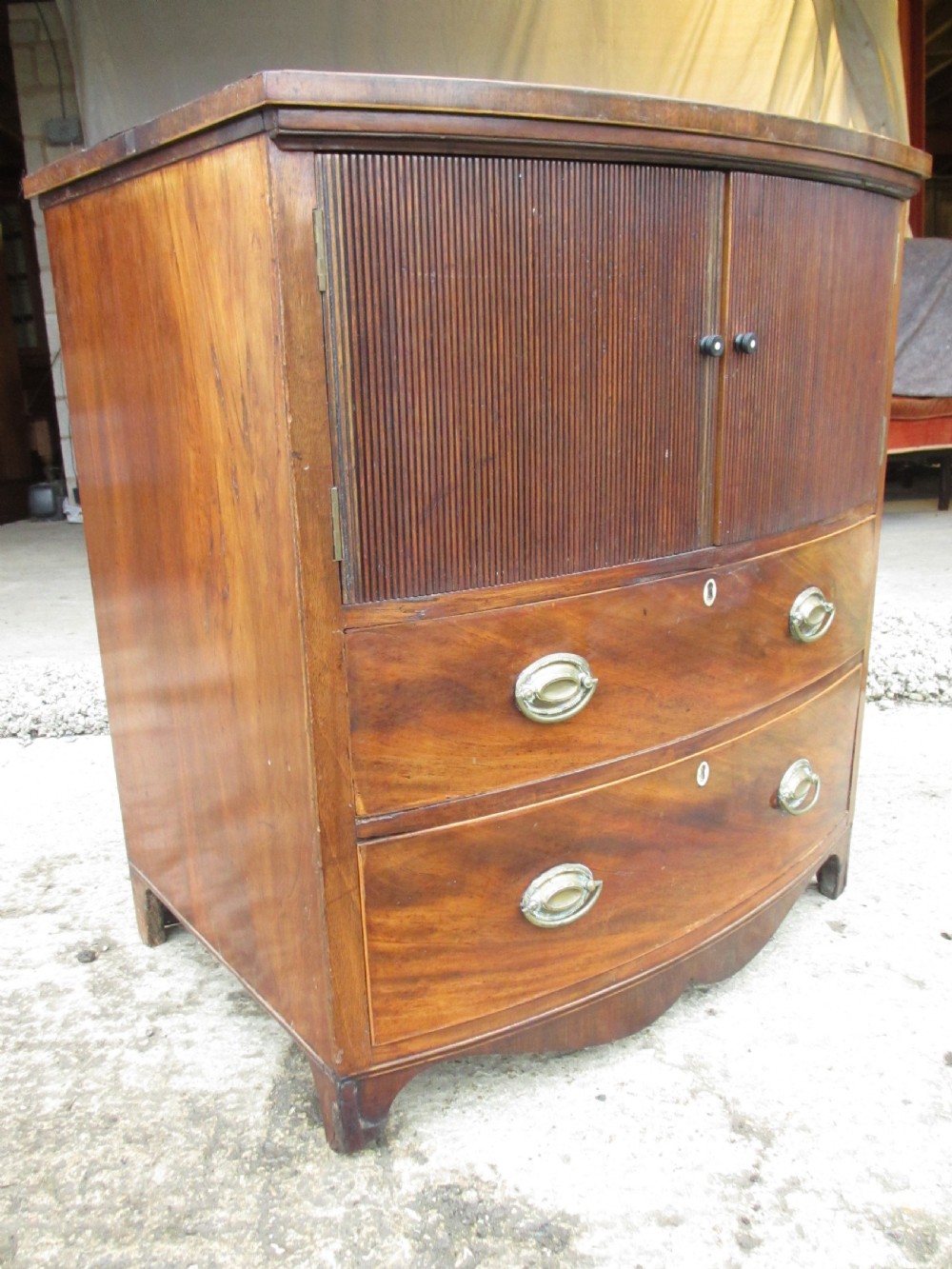 victorian mahogany bow front chest pot cupboard View II