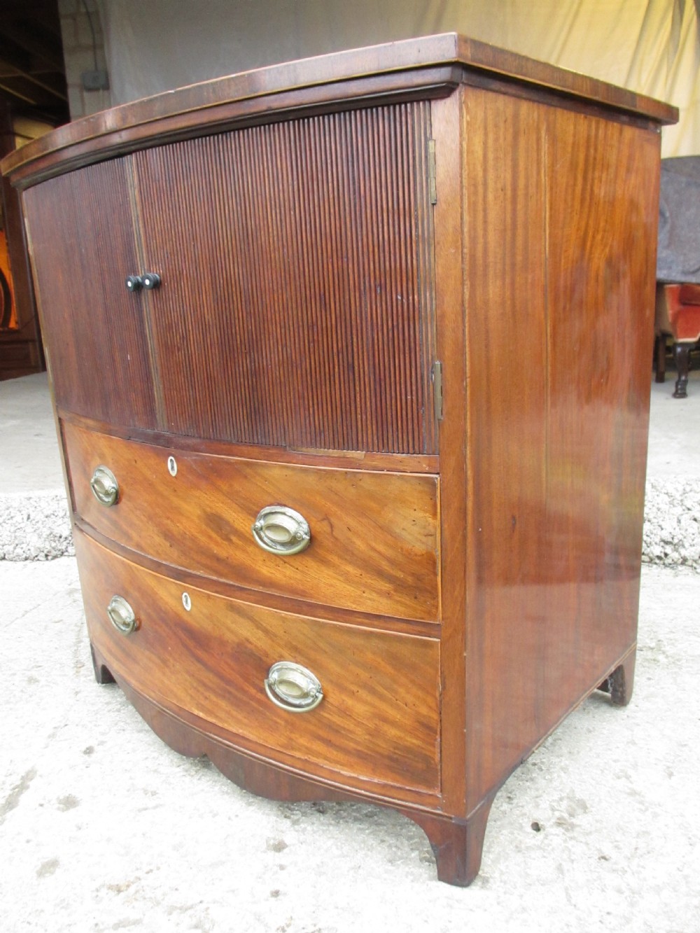 victorian mahogany bow front chest pot cupboard View III