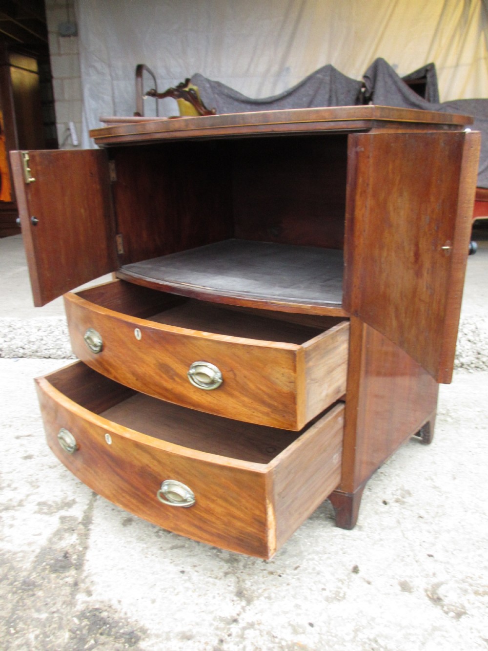 victorian mahogany bow front chest pot cupboard View VIII