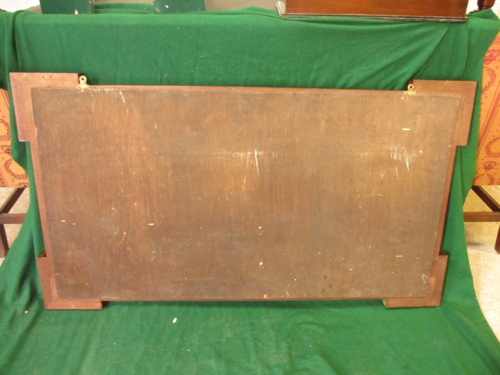 A horizontal 19th-century mahogany triple plate wall mirror featuring gilt egg-and-dart moulding along the frame with breakfront corner detailing. View XIII