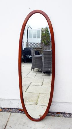 EARLY 20TH C TALL FULL HEIGHT ELLIPTICAL WALL OR DRESSING MIRROR