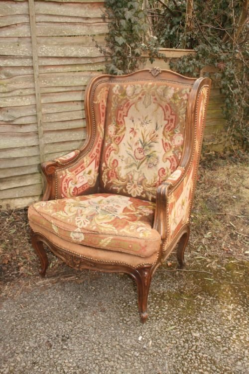 French Walnut Wing Chair