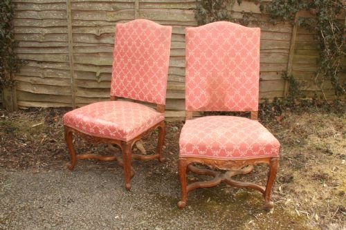 Walnut Pair of Regence Style Salon Chairs