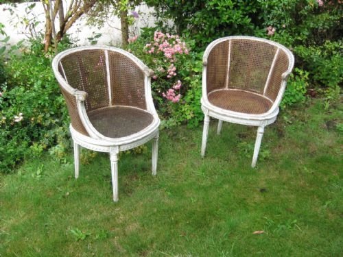 Pair Caned French Chairs Lxvi Style