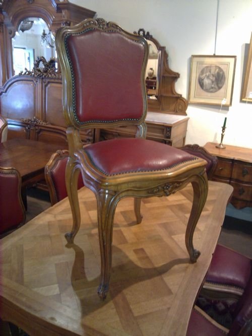 8 French Dining Chairs in Fruitwood