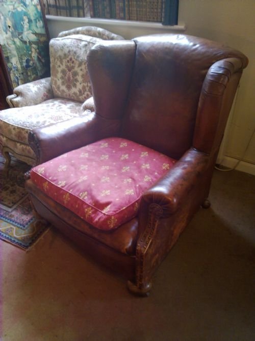 Large Leather Wing Chair