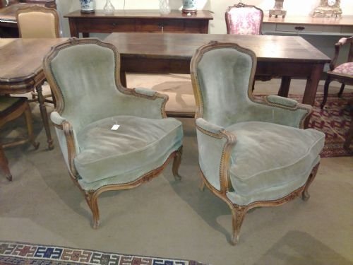 Pair French Bergere Armchairs