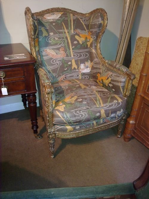 Large Gilt Wing Armchair