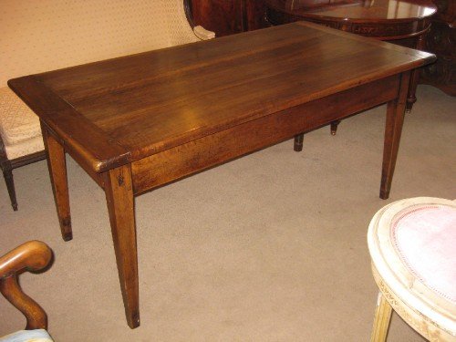 French Walnut Farmhouse Table  Circa 1820