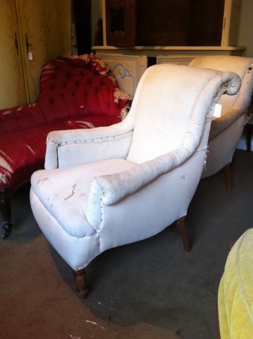 Large Pair French Armchairs