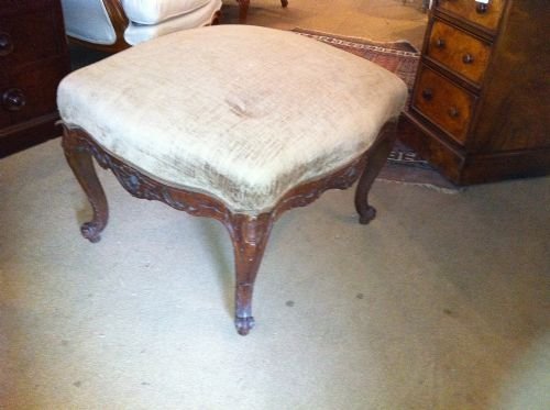 Carved Oak French Stool