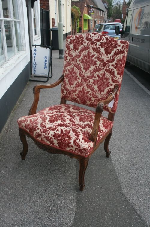 Large Pair French Walnut Armchairs