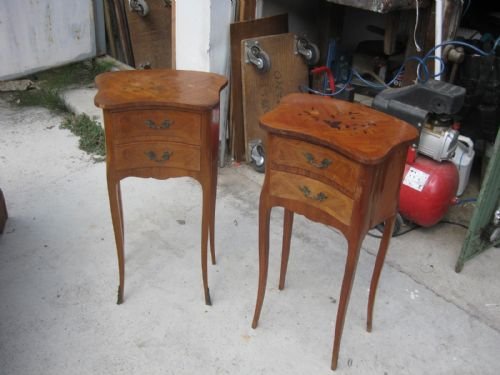 Pair of Lxv Style Marquetry Bedside Tables