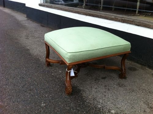 Large Walnut French Stool`