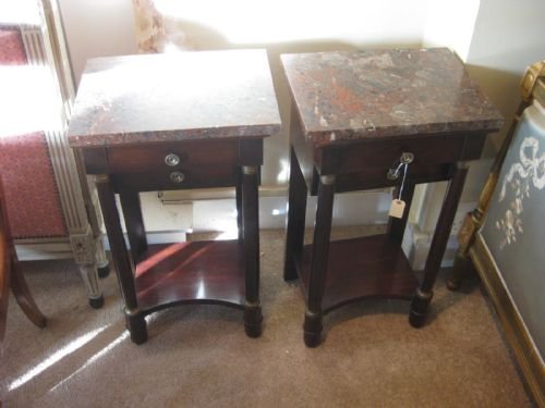 Pair French Empire Style Bedside Tables