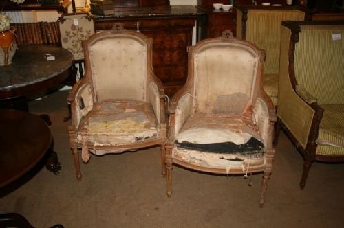 Pretty Pair French Walnut Armchairs