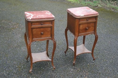 Pair Walnut Bedside Tables