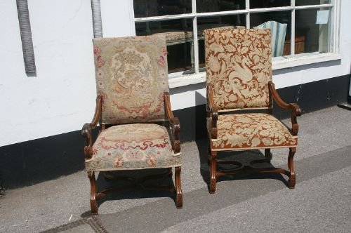 Pair Antique Armchairs in Needlepoint