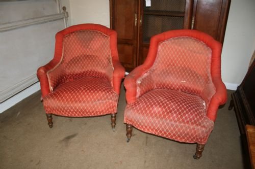 Large Pair French Armchairs