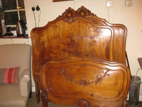 Pair of Carved Walnut Beds