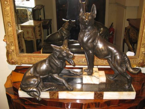 Large Spelter Figure of Dogs