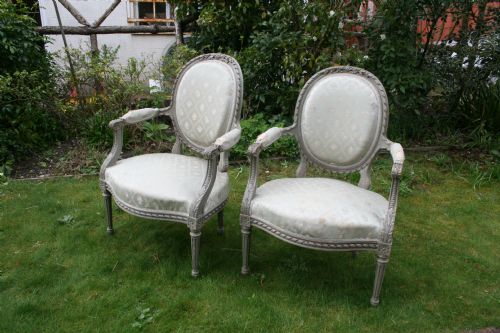 Pair French Painted Armchairs