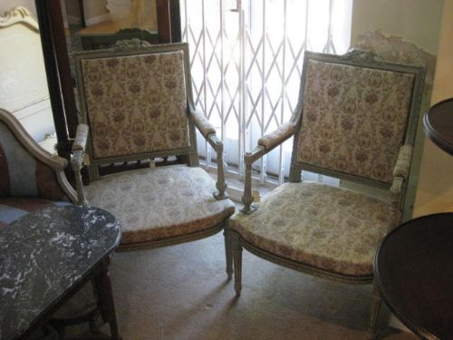 Pair French Armchairs Original Paint