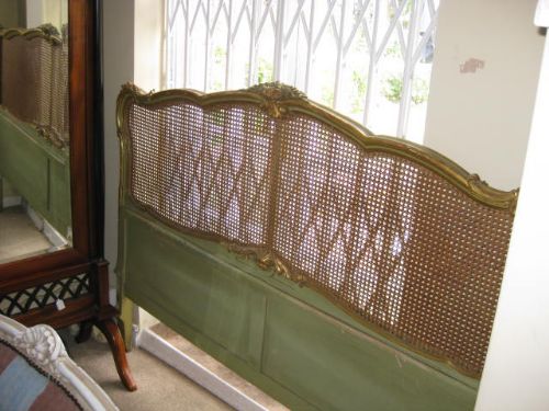 King Size French Caned Louis Style Gilt Bed