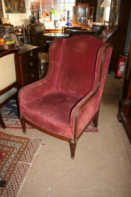 French Mahogany Wing Armchair