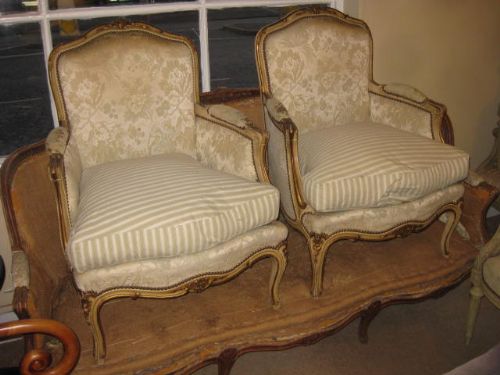 Pair Armchairs Louis Xv Style