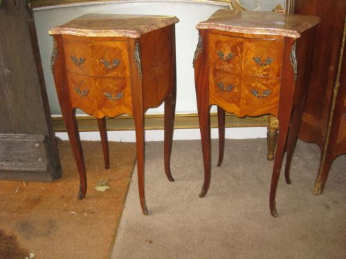Pair of Louis Xv Style Bedside Cupboards