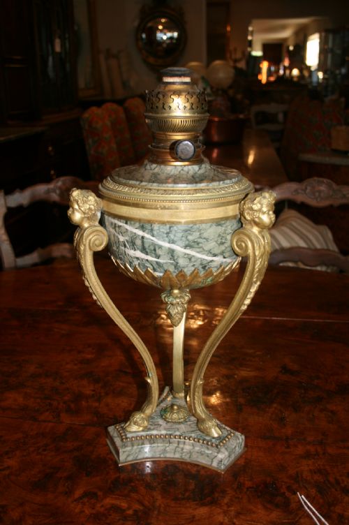 Bronze and Marble Oil Lamp